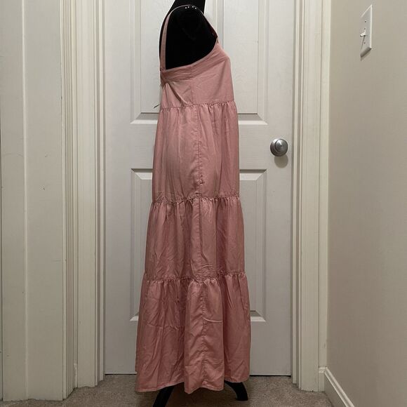 NEW The Drop Britt Tiered Maxi Tent Dress Rosette Mauve‎ Pink X-Small XS Boho - Picture 3 of 10
